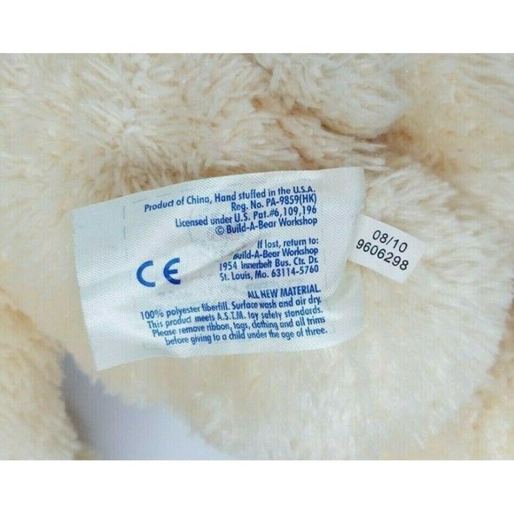 Build A Bear Teddy Bear Plush Cream Smiling 2010 15" Stuffed Animal Toy BAB Work - Picture 6 of 6